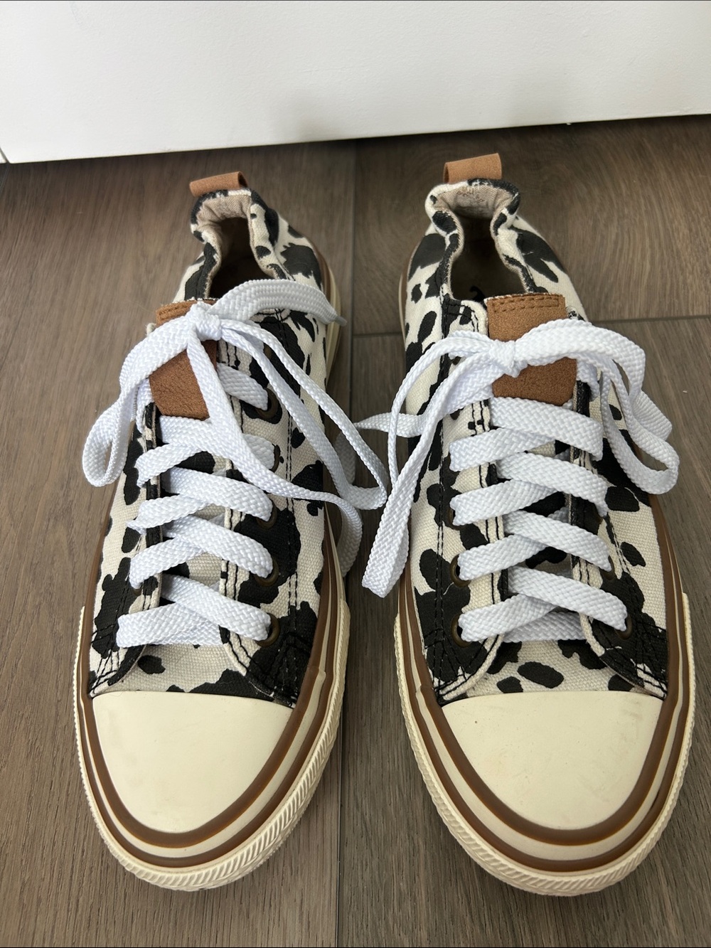 Very G Cow-Print Canvas Sneakers - Black & Cream